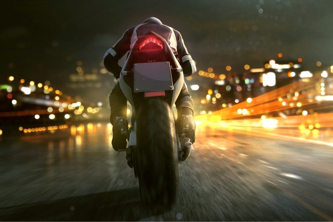 riding motorcycle at night
